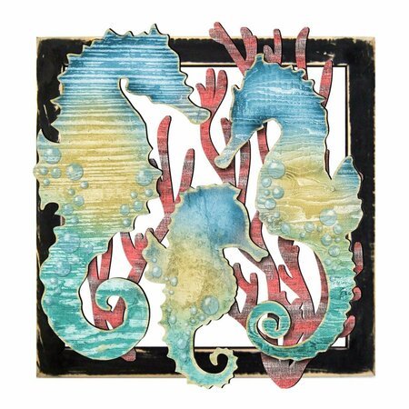 CLEAN CHOICE Seahorses in Frame Rustic Wooden Art CL2959964